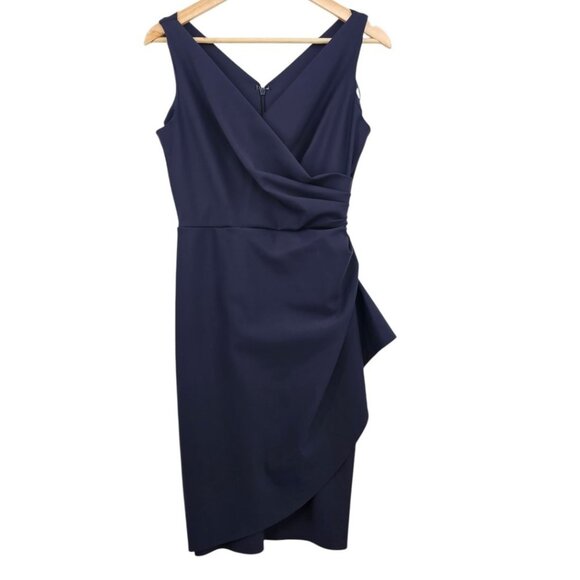 Alex Evenings Womens 4 Navy Compression Ruched Sheath Dress NWT - Picture 1 of 16